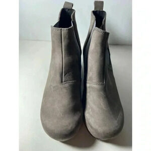 Gray Leather Ankle Boots